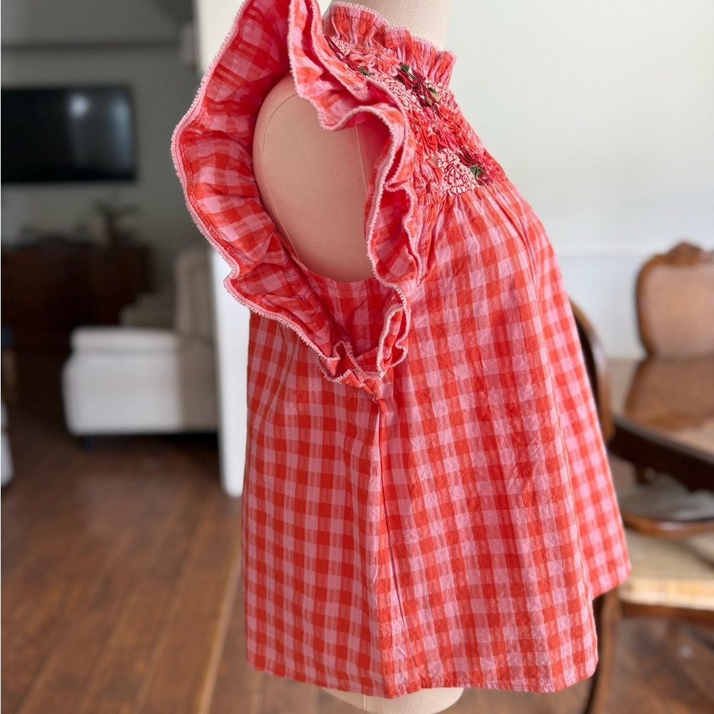 Thml Gingham Embroidered Top - image 3